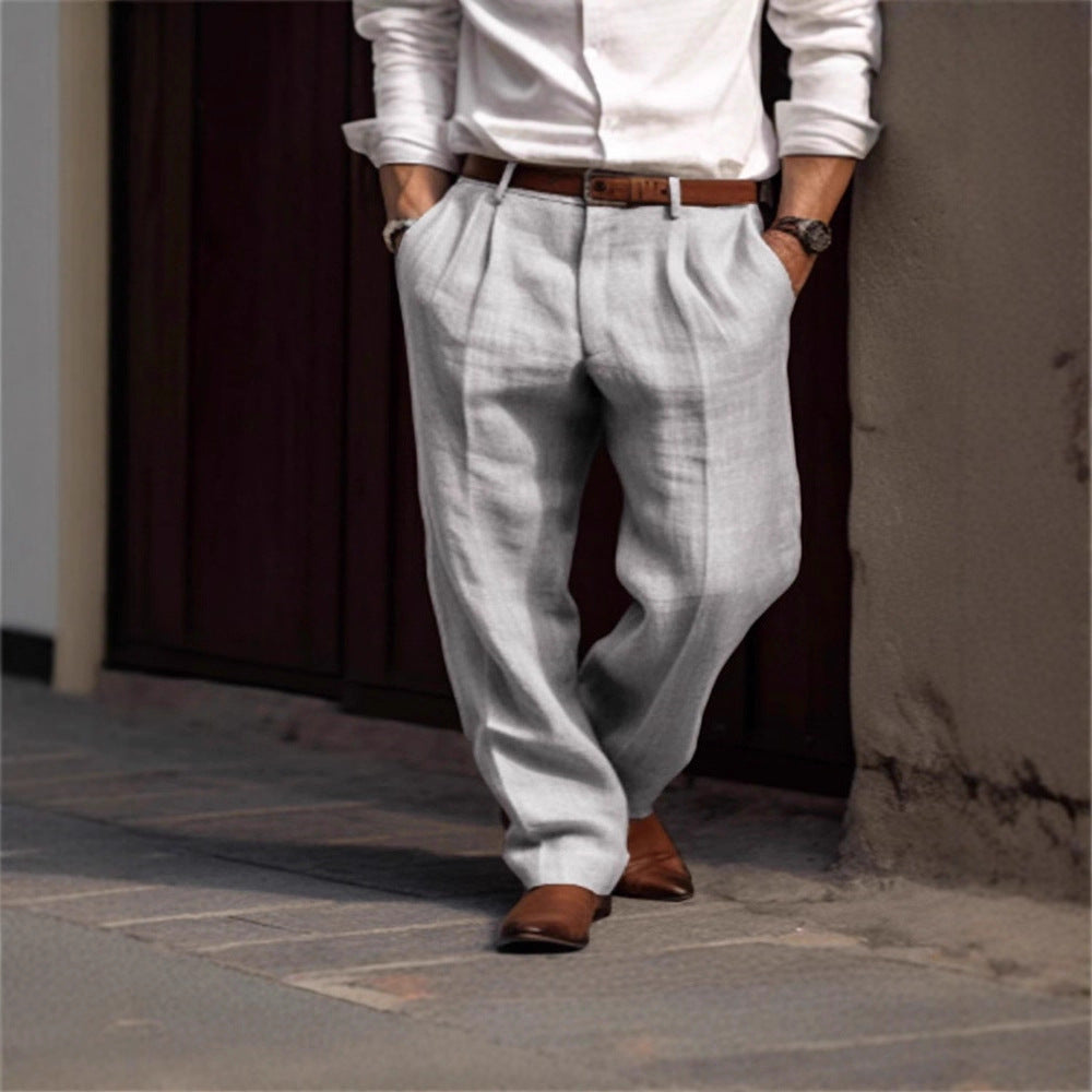 Men's Elegant Linen Pants with Classic Cut and Breathable Properties Lisslune