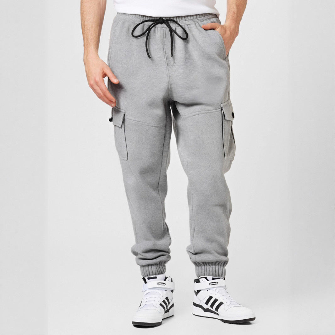 Men's Athletic Cargo Jogging Pants with Pockets and Elastic Waistband Lisslune