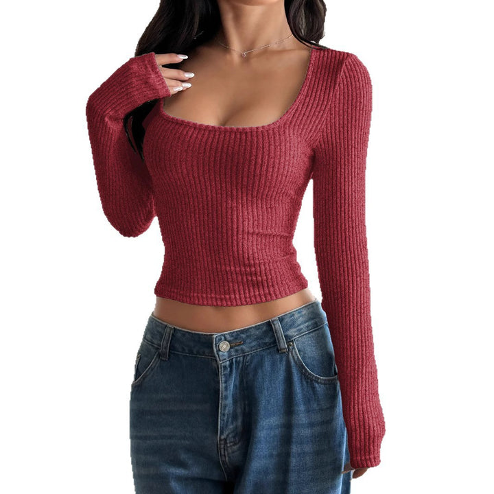 Damen Langarm Crop Top mit Rippstruktur Lisslune