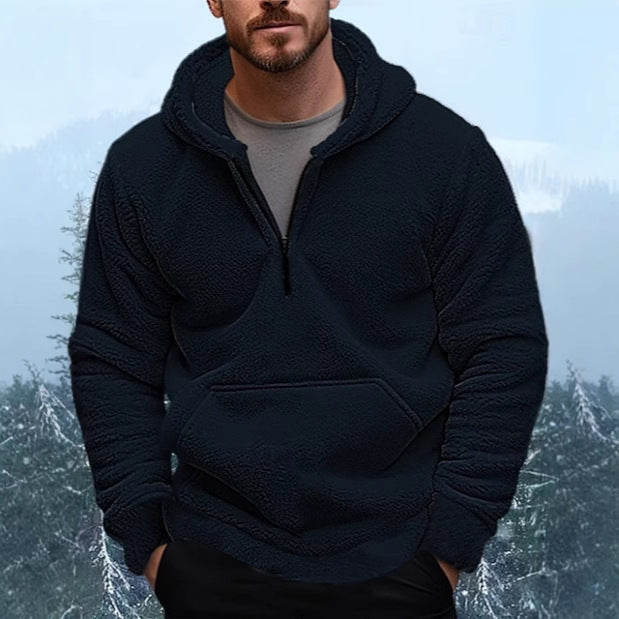 Men's fleece hoodie with deep zipper and practical kangaroo pocket Lisslune