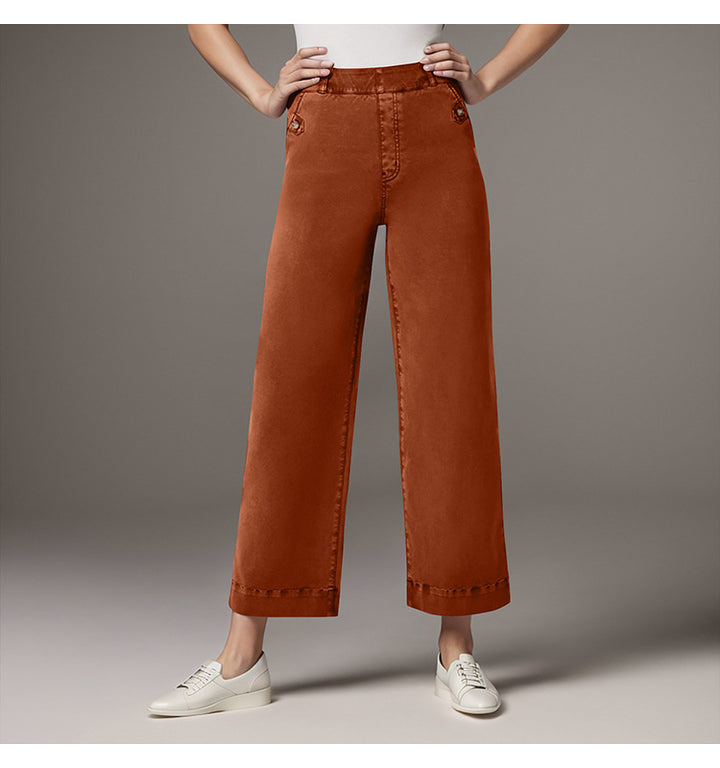 Damen Weite High-Waist Hose mit modischen Knopfdetails Lisslune