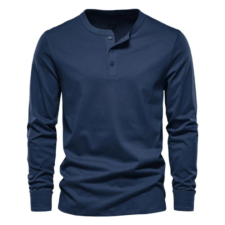 Men's casual long-sleeve shirt with button placket and soft material Lisslune