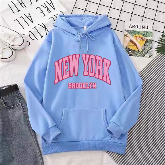 Women's hoodie with trendy New York Brooklyn print Lisslune