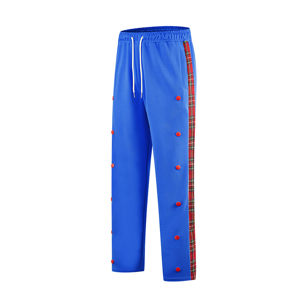 Men's Sporty Jogging Pants with Snap Button Design and Elastic Waistband Lisslune
