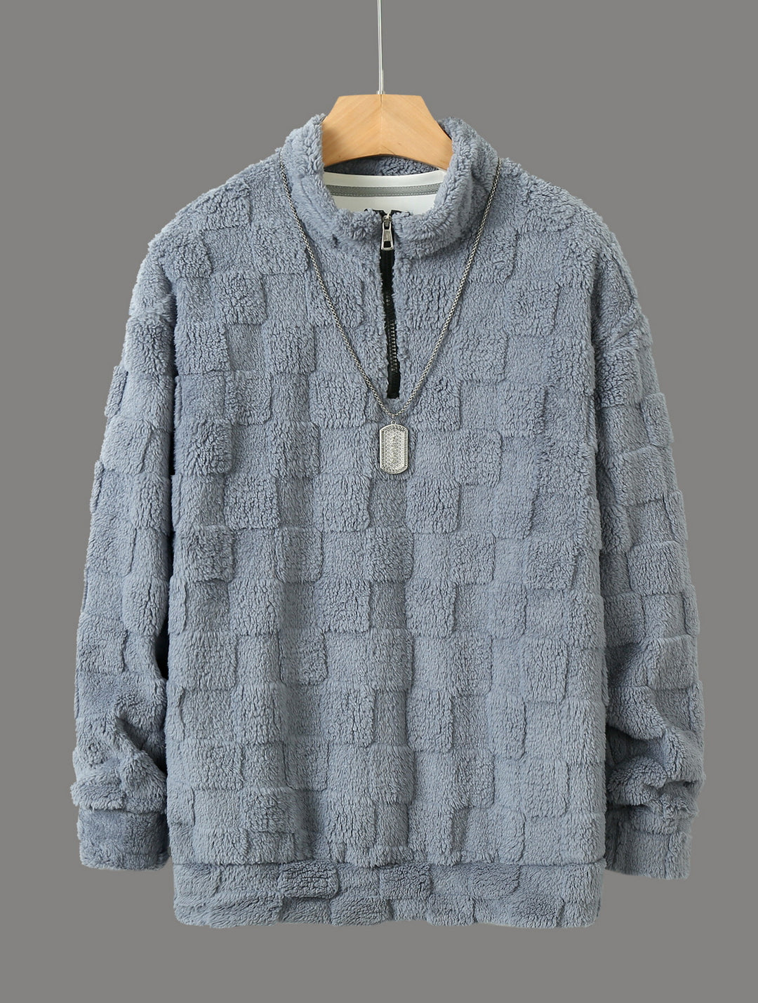 Men's fleece pullover with zipper and textured design Lisslune