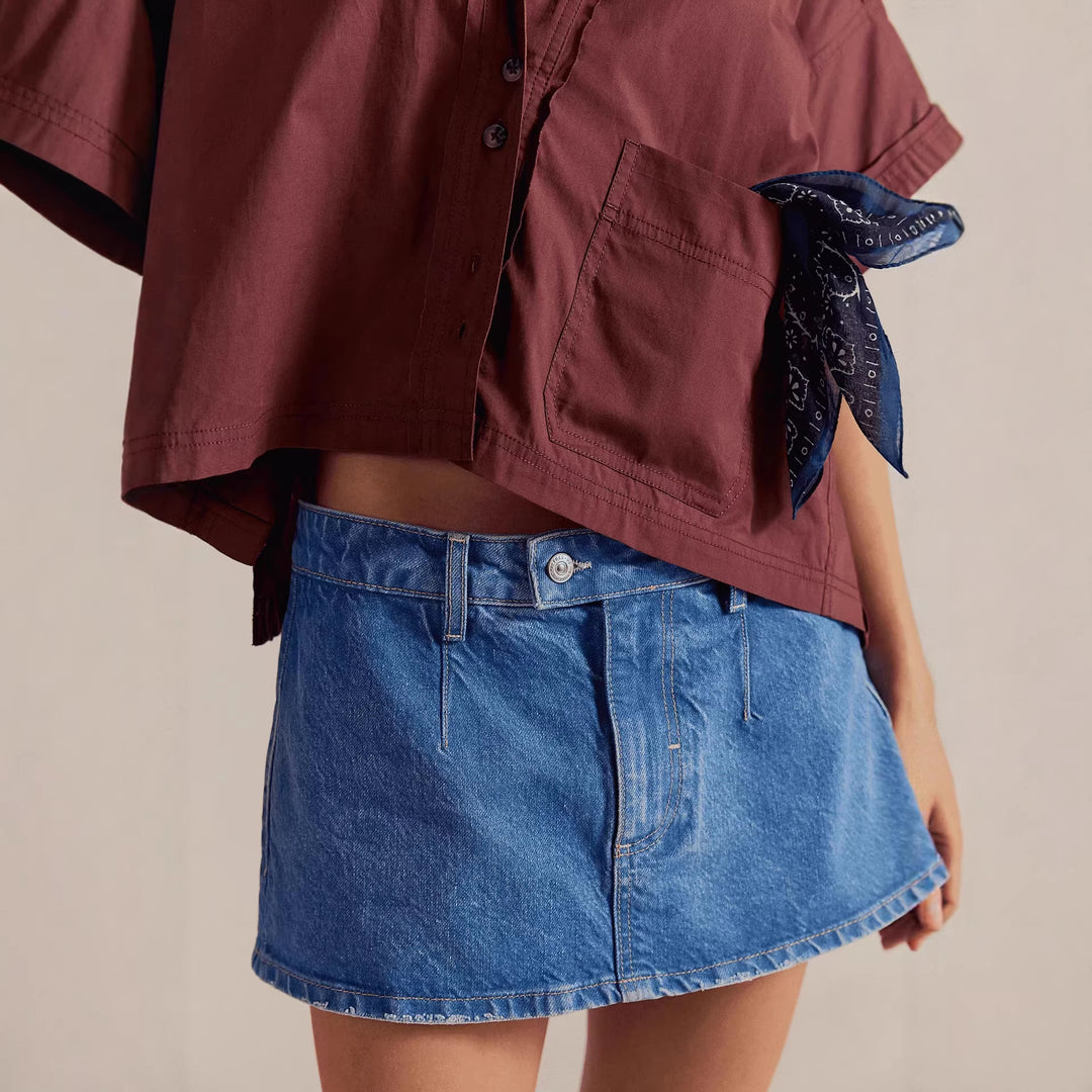 Women's denim mini skirt with frayed hem and casual fit Lisslune