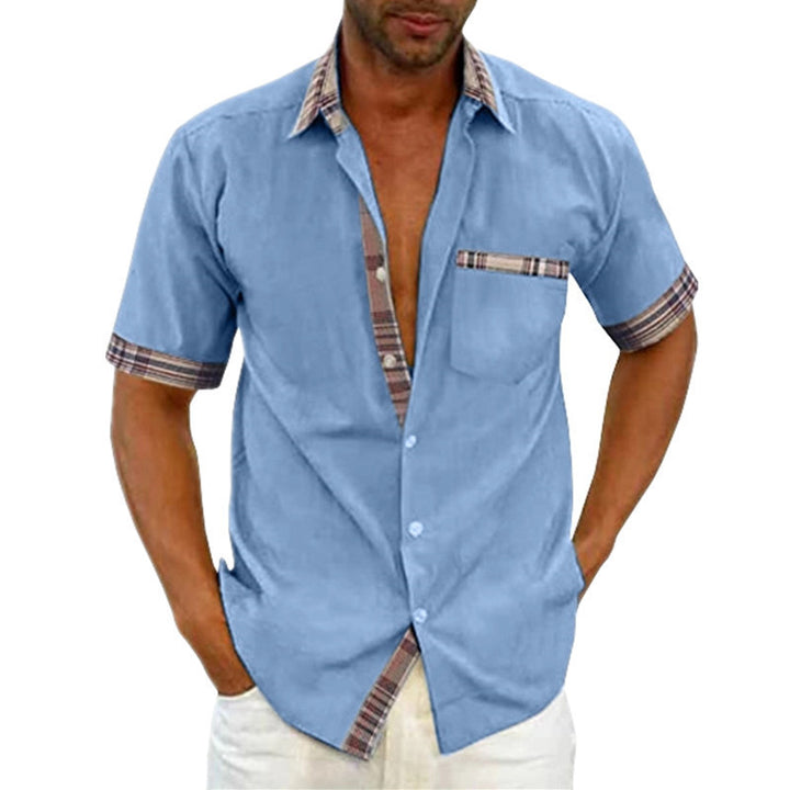 Men's short-sleeve shirt with modern check design and practical patch pocket Lisslune