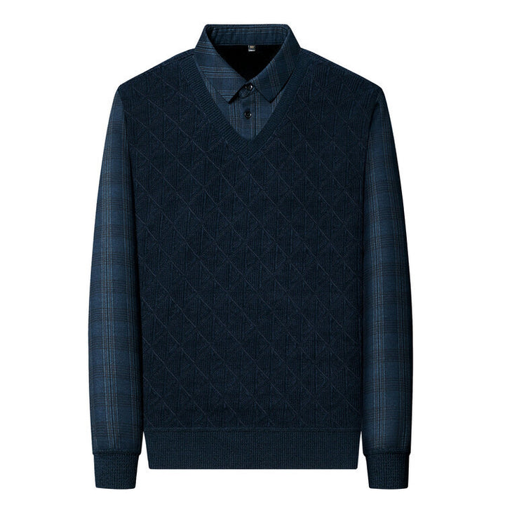 Men's knitted sweater with modern V-neck and textured design Lisslune