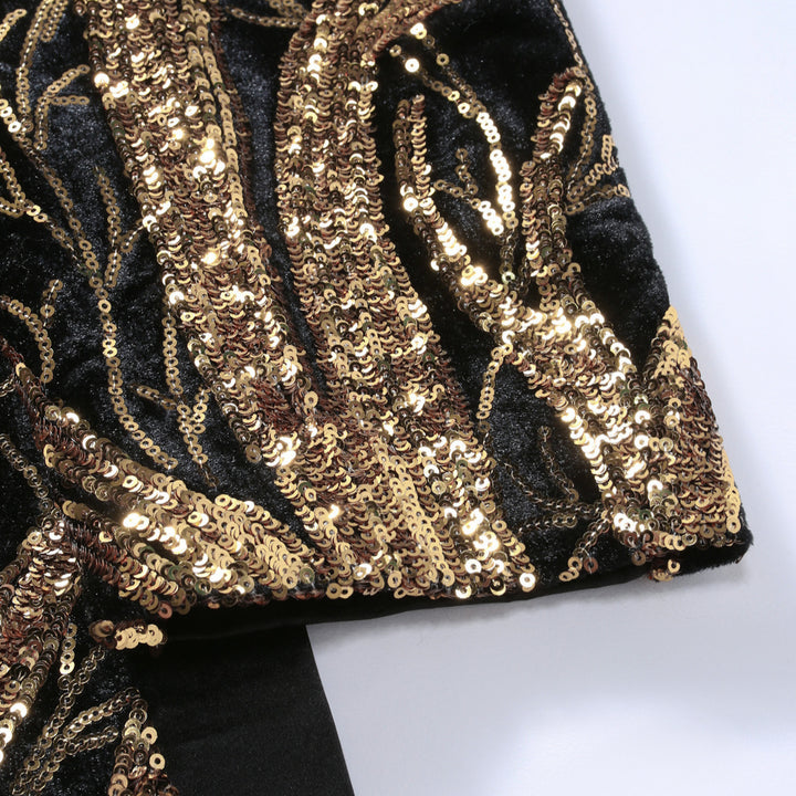 Men's luxurious sequin tuxedo blazer with floral design Lisslune