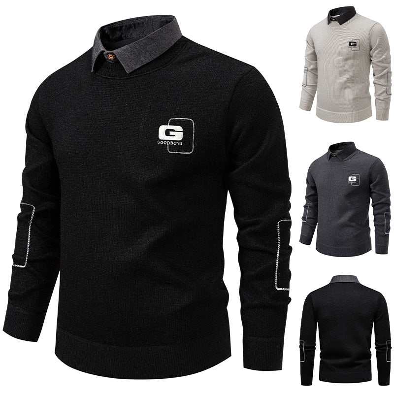 Men's elegant sweater with collar and fine knit pattern Lisslune