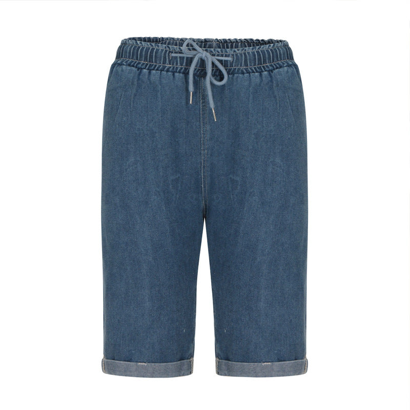 Women's denim shorts with elastic waistband and casual fit Lisslune
