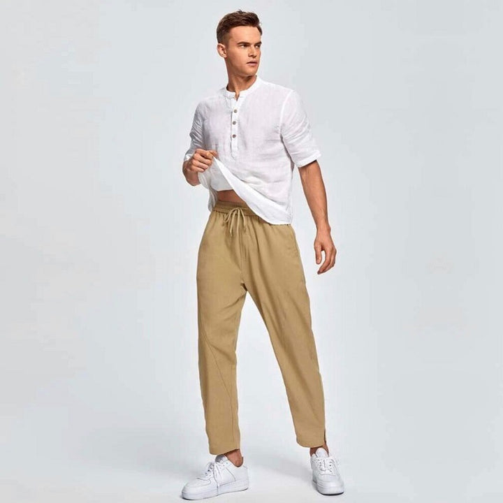 Men's fashionable casual leisure pants with drawstring Lisslune