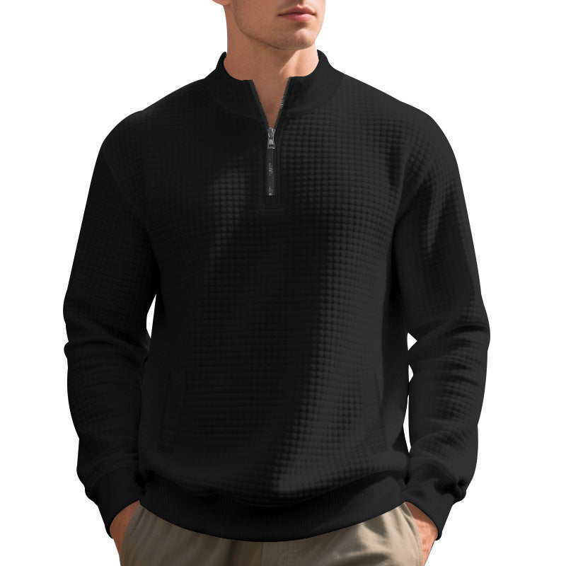 Men's quilted sweater with modern collar and practical pockets Lisslune