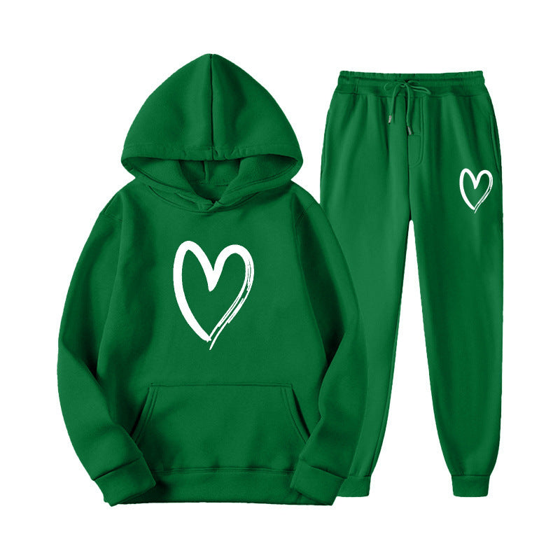 Women's sweatsuit with kangaroo pocket and heart-shaped print Lisslune