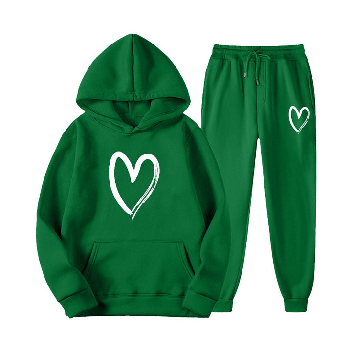 Women's sweatsuit with kangaroo pocket and heart-shaped print Lisslune