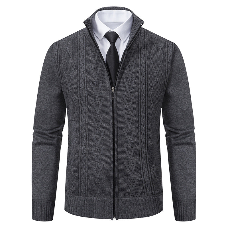 Men's cardigan with modern zipper and elegant cable structure Lisslune