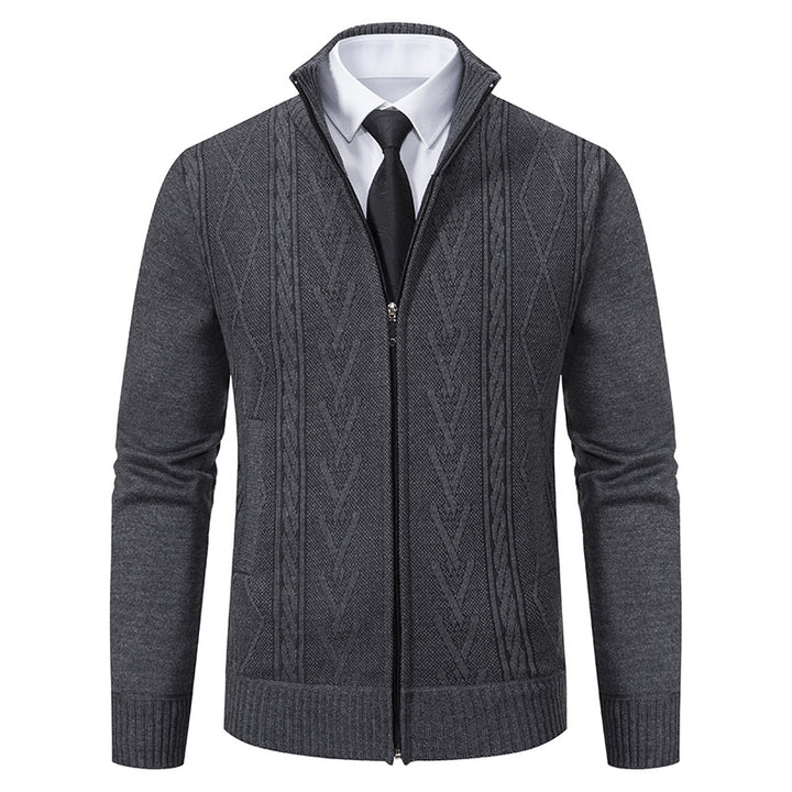 Men's cardigan with modern zipper and elegant cable structure Lisslune