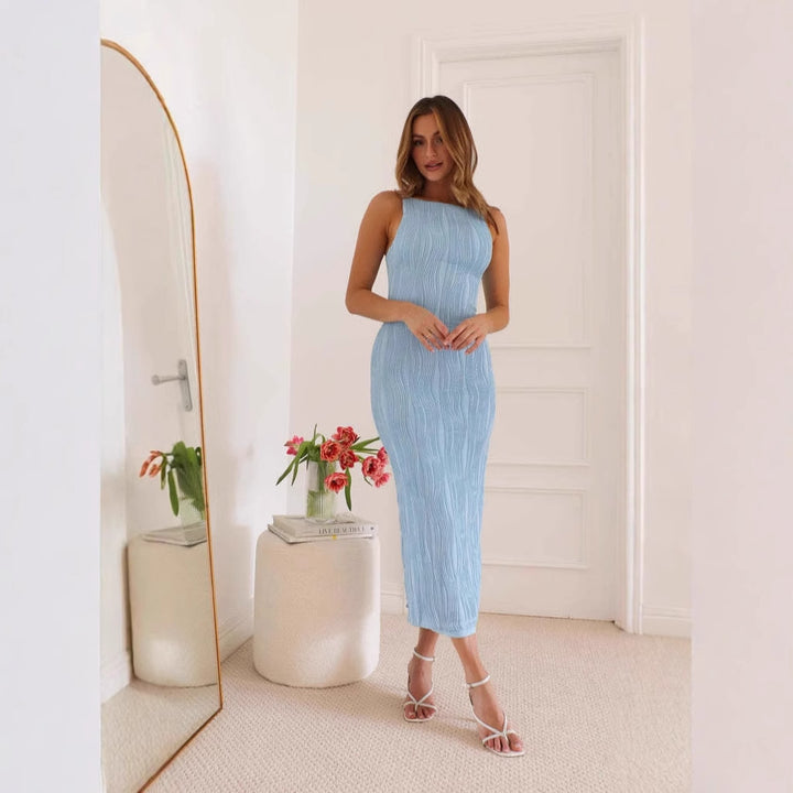 Women’s Bodycon Maxi Dress in Modern Stripe Design Lisslune