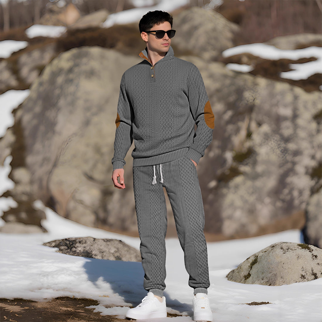 Men's Comfortable Knit Sweater with Stand-Up Collar and Trendy Buttons Lisslune