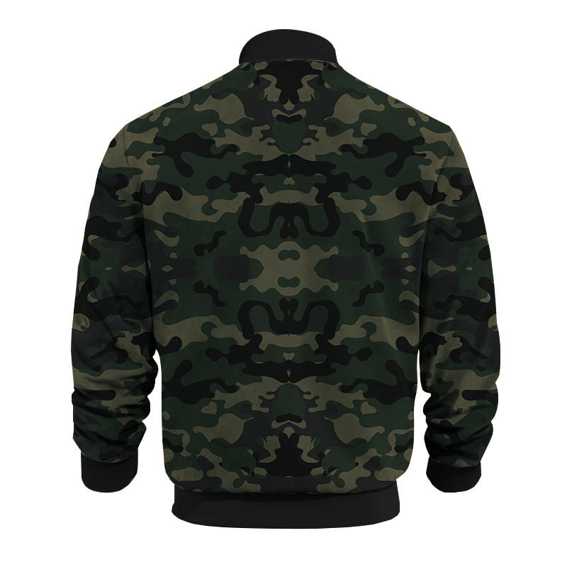 Men's casual camouflage bomber jacket with zipper and pockets Lisslune