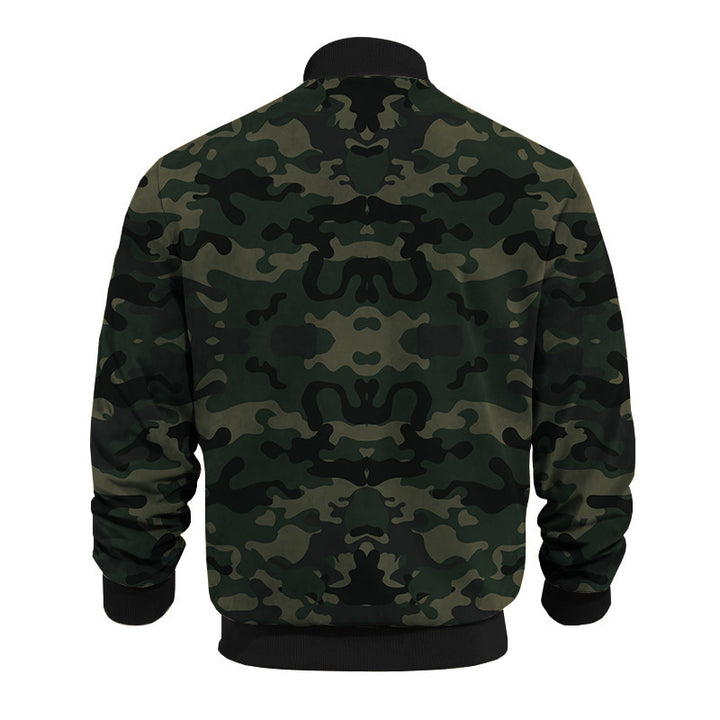 Men's casual camouflage bomber jacket with zipper and pockets Lisslune