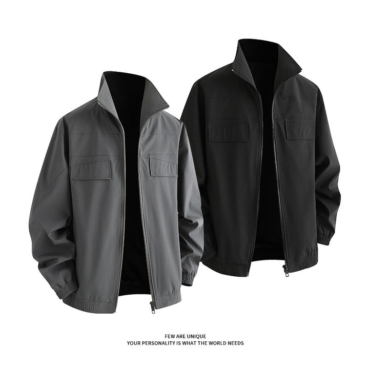 Men's leisure jacket with practical pockets and high collar Lisslune