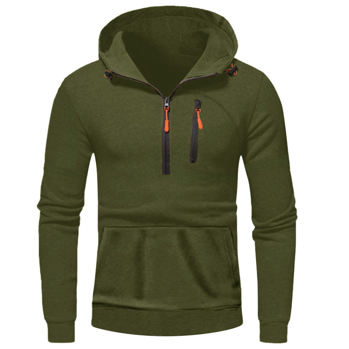 Men's modern hoodie with innovative half zipper Lisslune