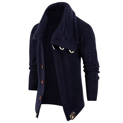 Men's cardigan with shawl collar and wooden buttons Lisslune
