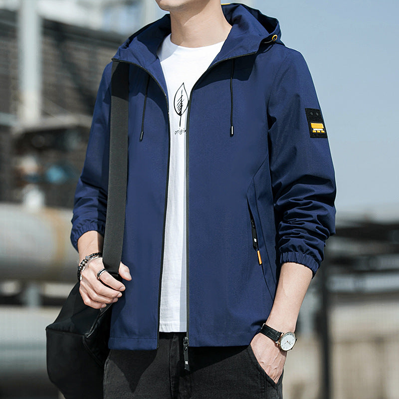 Men's sporty windbreaker with practical zipper and adjustable hood Lisslune