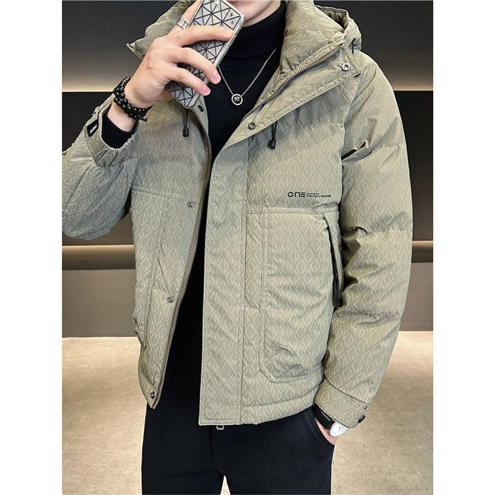 Men's Insulated Quilted Jacket with Hood and Practical Pockets Lisslune