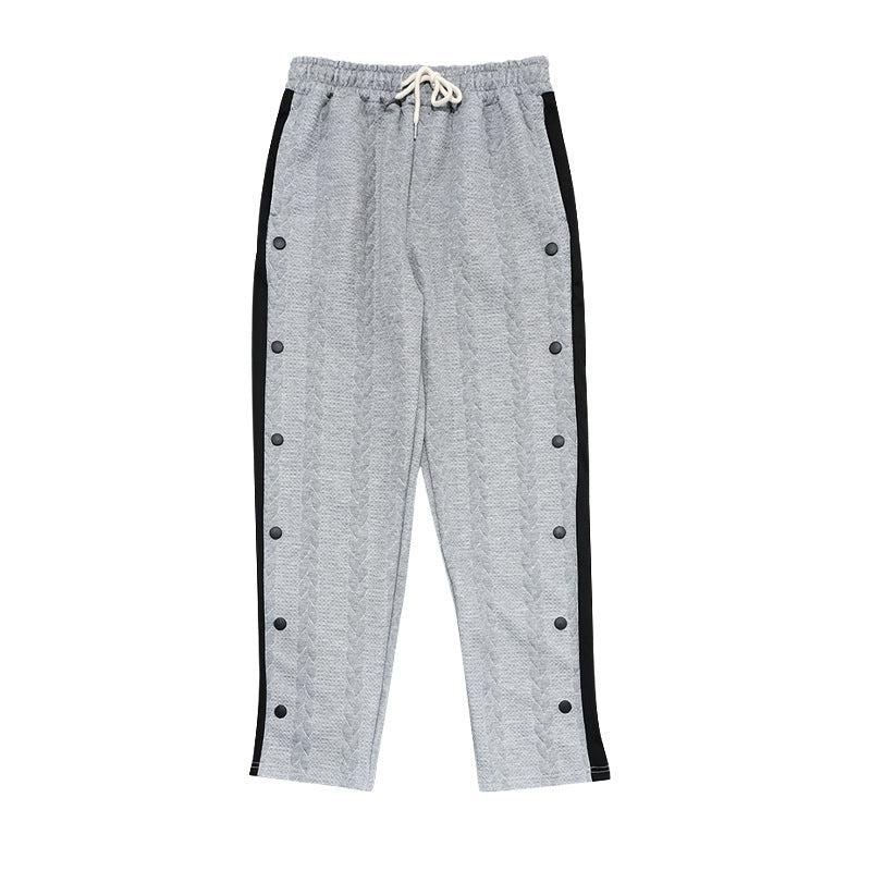 Men's sporty chino pants with side snap button details and elastic waistband Lisslune
