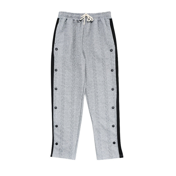 Men's sporty chino pants with side snap button details and elastic waistband Lisslune
