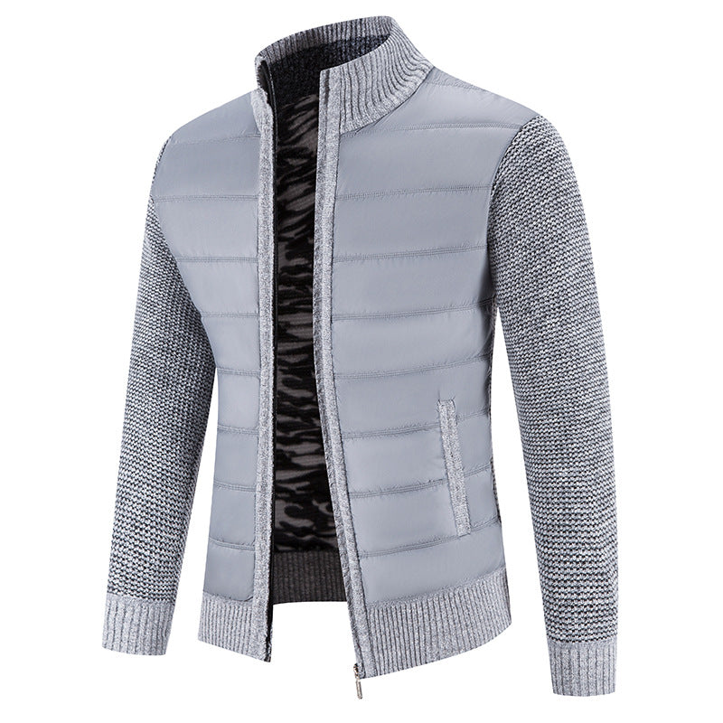 Men's quilted jacket with fashionable knit sleeves Lisslune