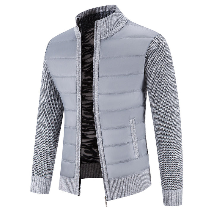 Men's quilted jacket with fashionable knit sleeves Lisslune