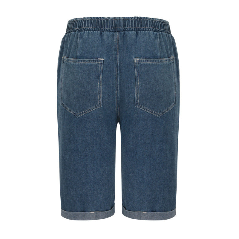 Women's denim shorts with elastic waistband and casual fit Lisslune