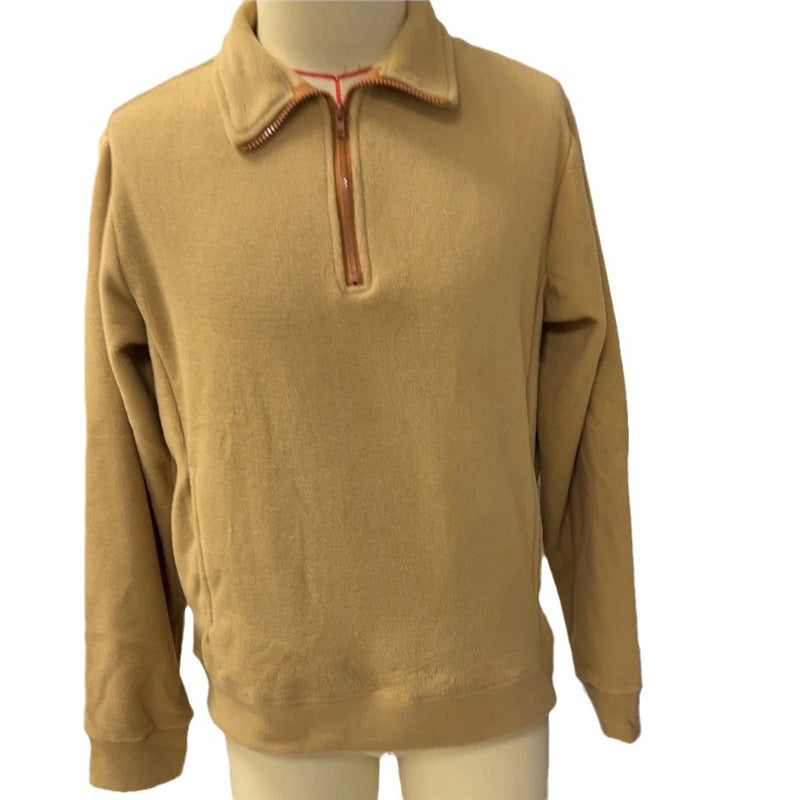 Men's fleece pullover with half zipper and textured design Lisslune