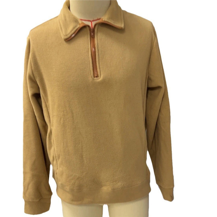 Men's fleece pullover with half zipper and textured design Lisslune