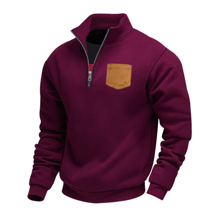 Men's fleece pullover with contrasting zipper and practical chest pocket Lisslune