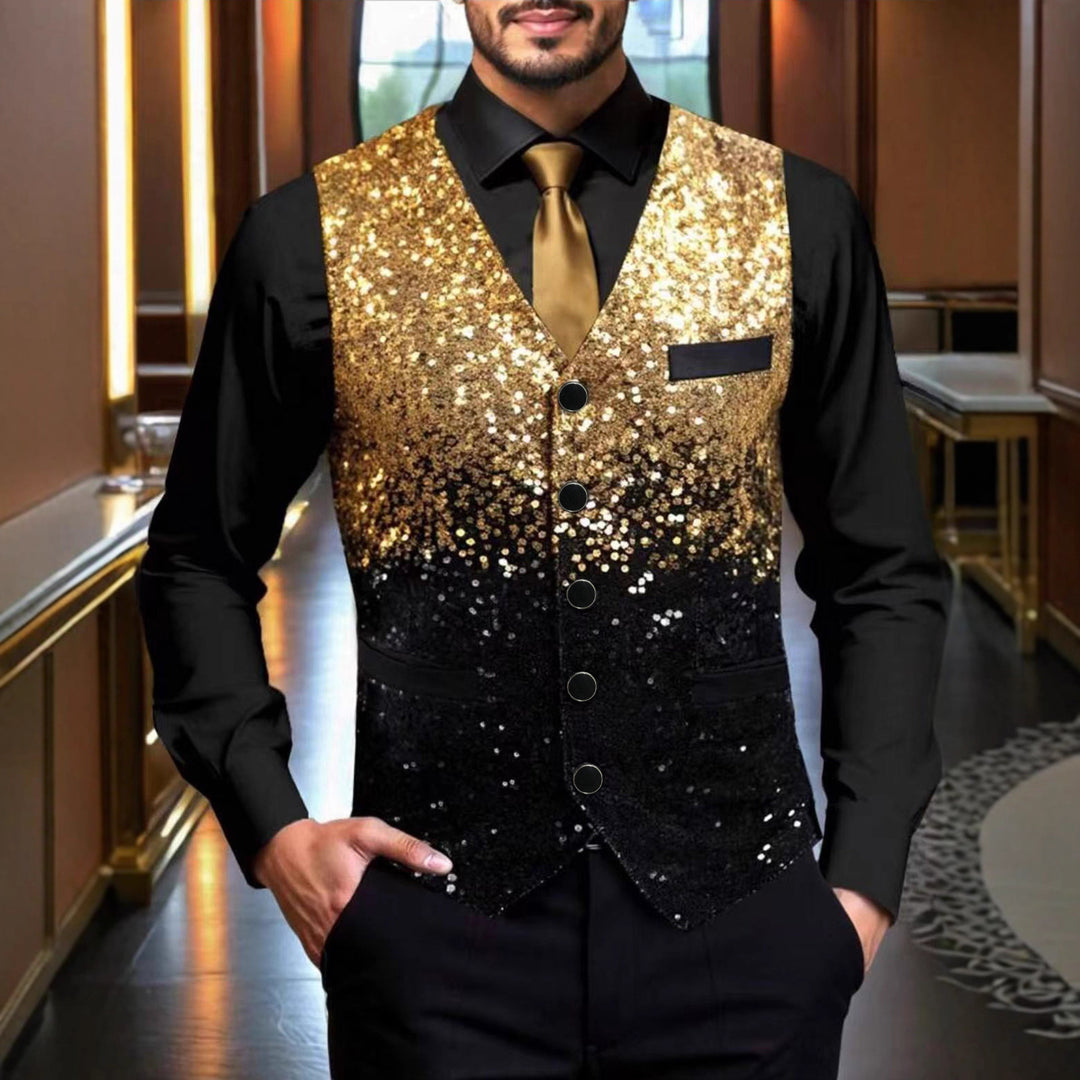 Men's Glamorous Sequin Vest with Shimmering Transition Lisslune