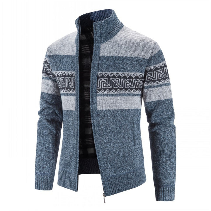 Men's cardigan with high collar and attractive patterns Lisslune