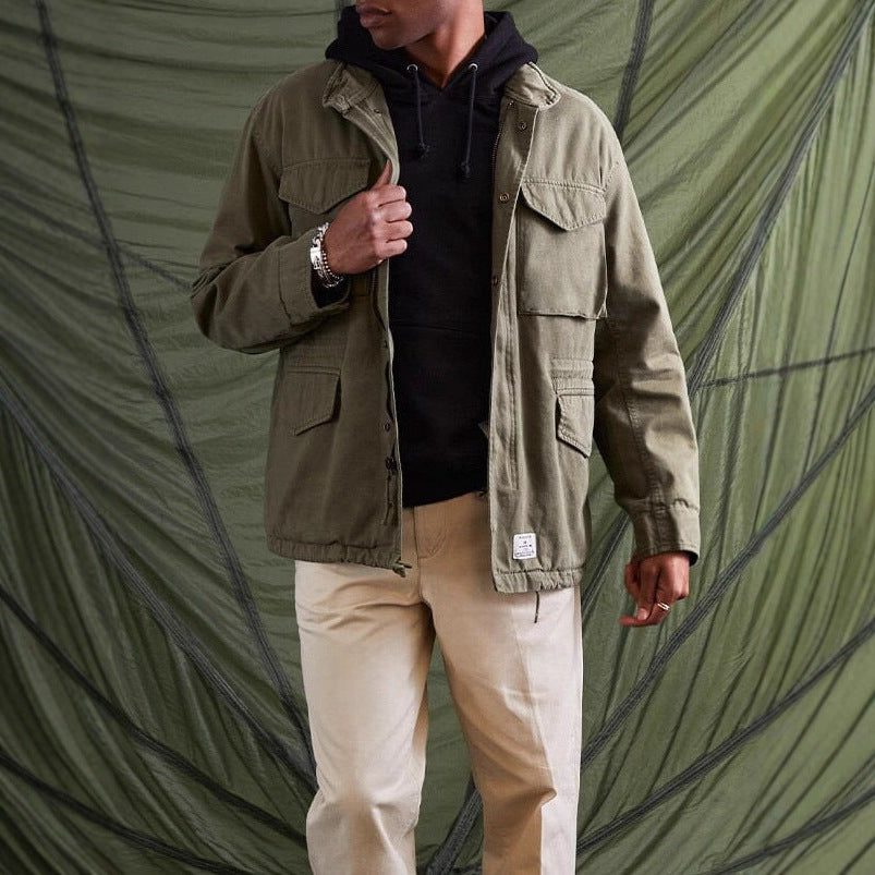 Men's functional leisure jacket with large pocket options and modern collar Lisslune
