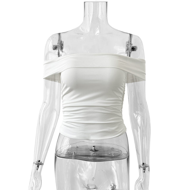 Damen Schulterfreies Crop-Top mit figurformendem Schnitt Lisslune