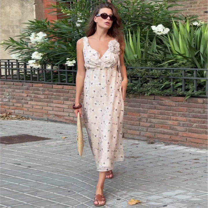 Women's Summer Maxi Dress with Floral Pattern Lisslune
