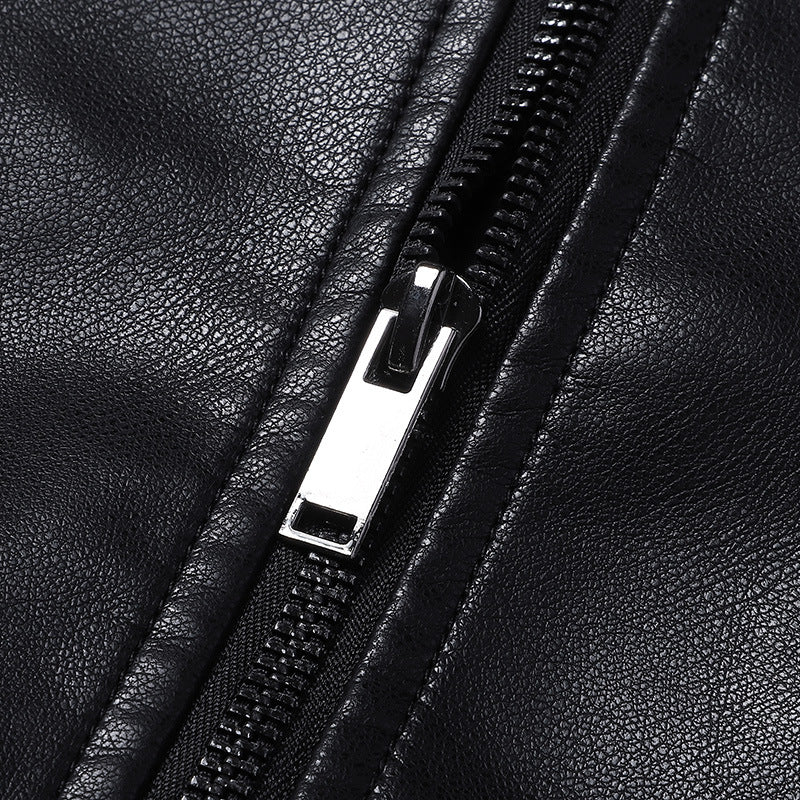 Men's Stylish Synthetic Leather Jacket In Sporty Design Lisslune