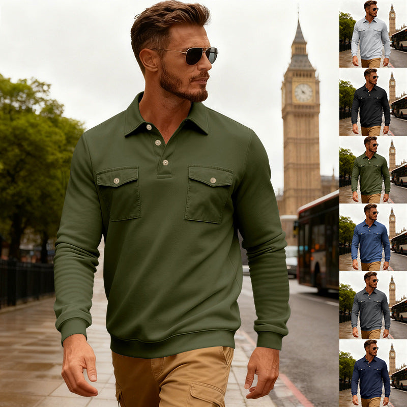 Men's elegant polo shirt with practical breast pockets and high-quality cotton blend Lisslune