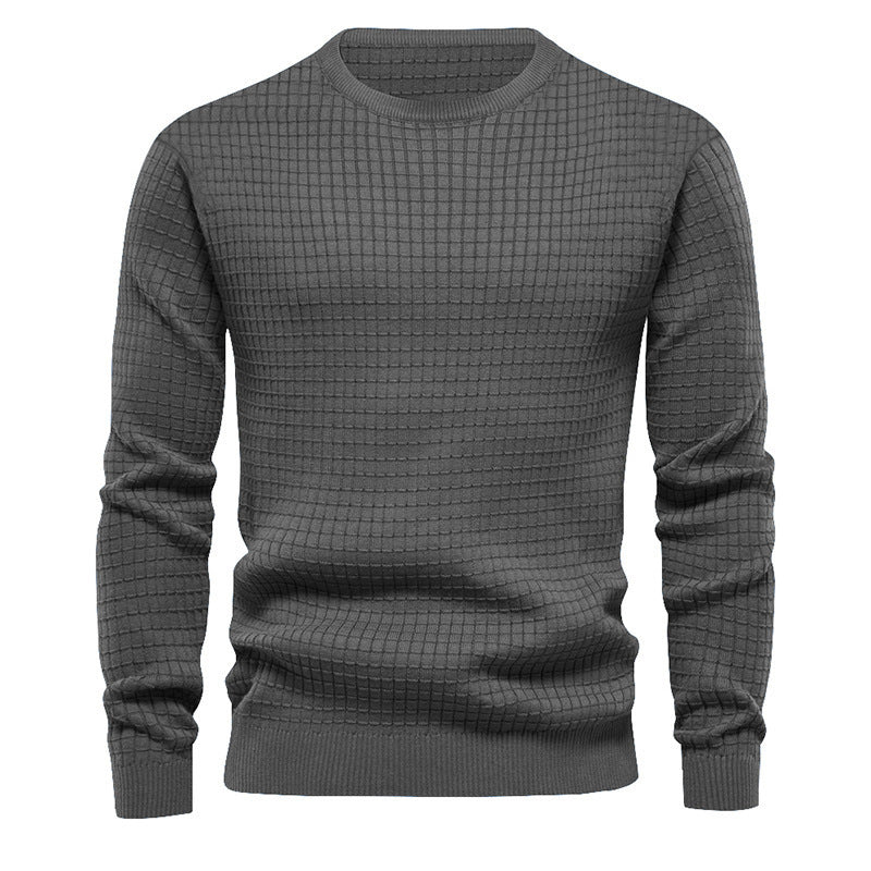 Men's high-quality knit sweater with textured design and classic round neck Lisslune