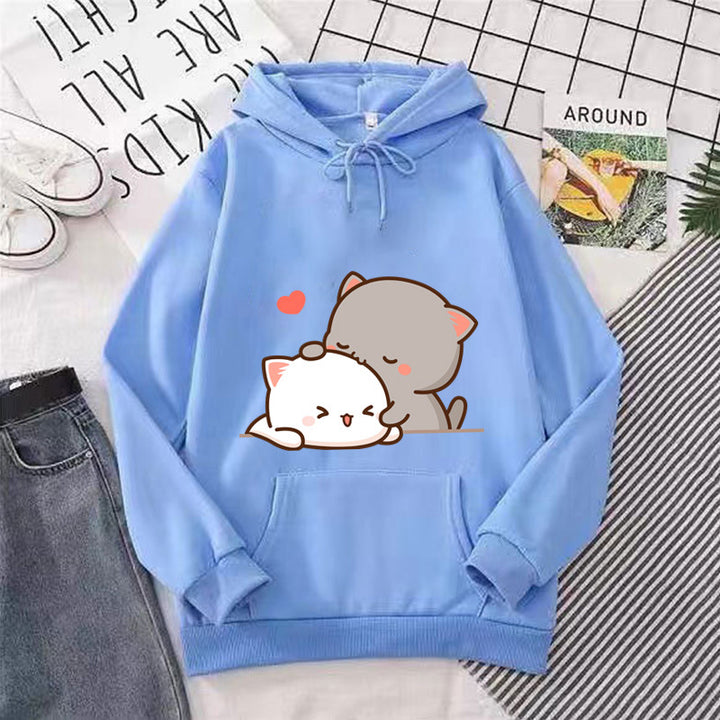Women's hooded sweatshirt with cute cat design Lisslune