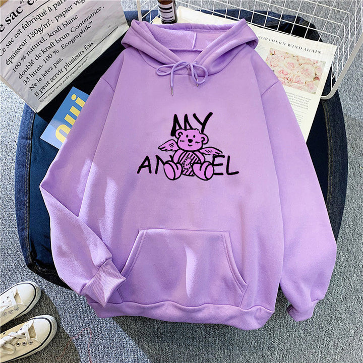 Women's hoodie with cute angel bear design Lisslune