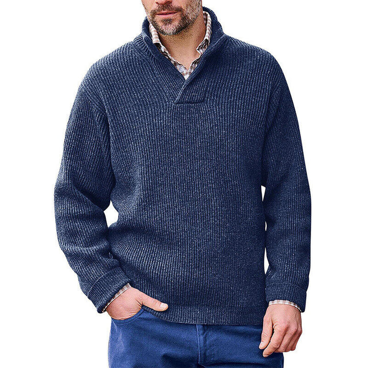 Men's knitted sweater with modern stand-up collar and fine rib structure Lisslune