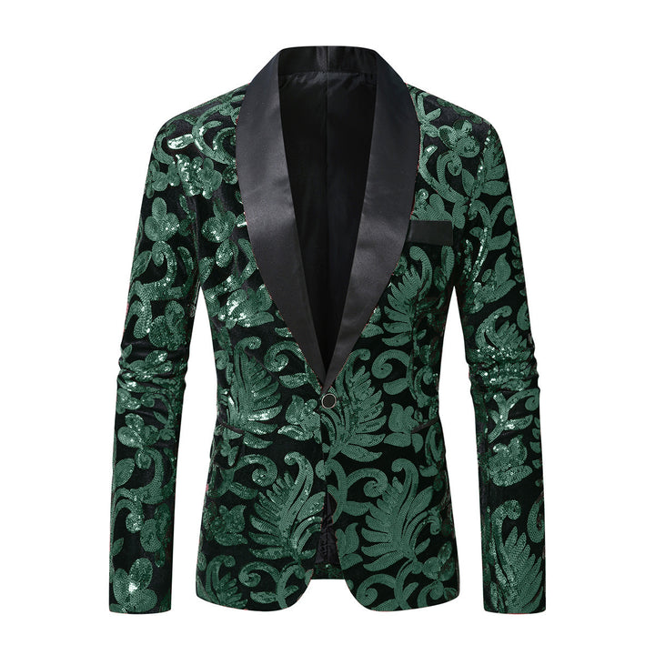 Men's glittering suit blazer with floral sequin patterns Lisslune